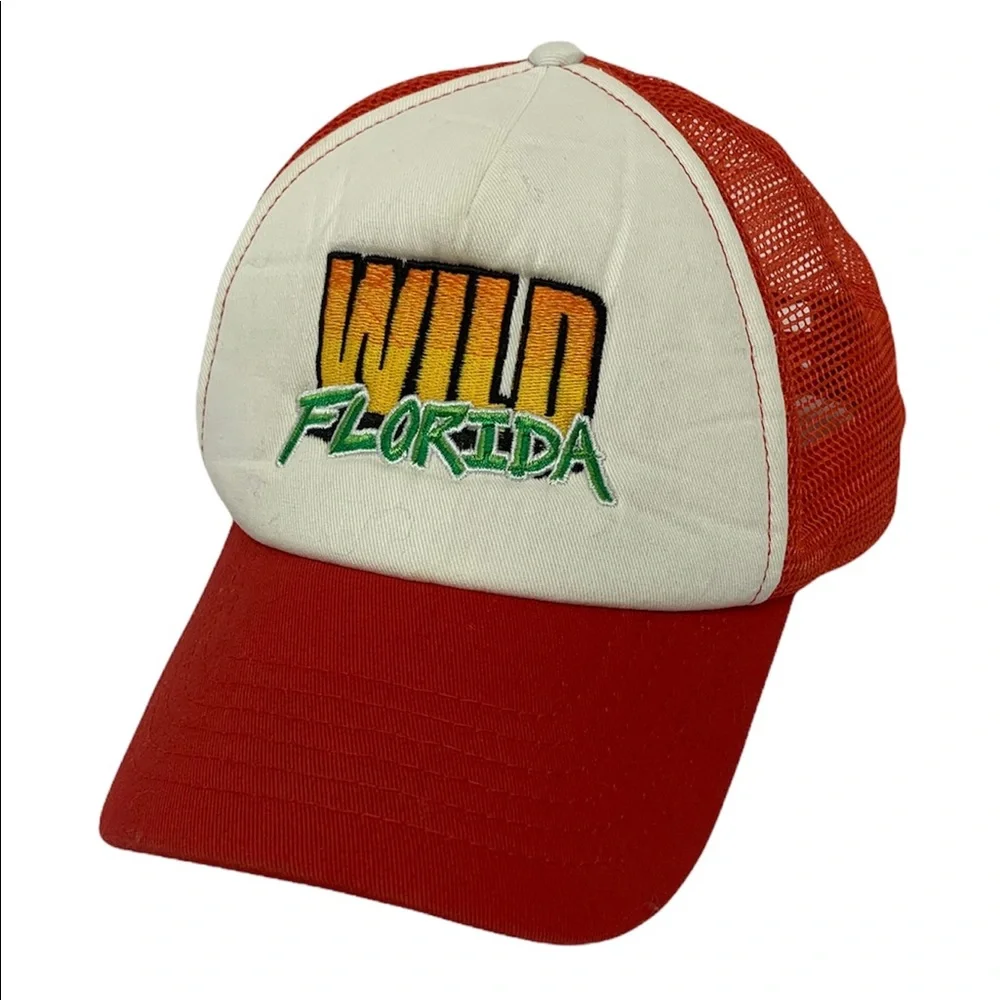 Vintage Wild Florida Party Snapback Foam Mesh Trucker Red White Retro Hat Cap